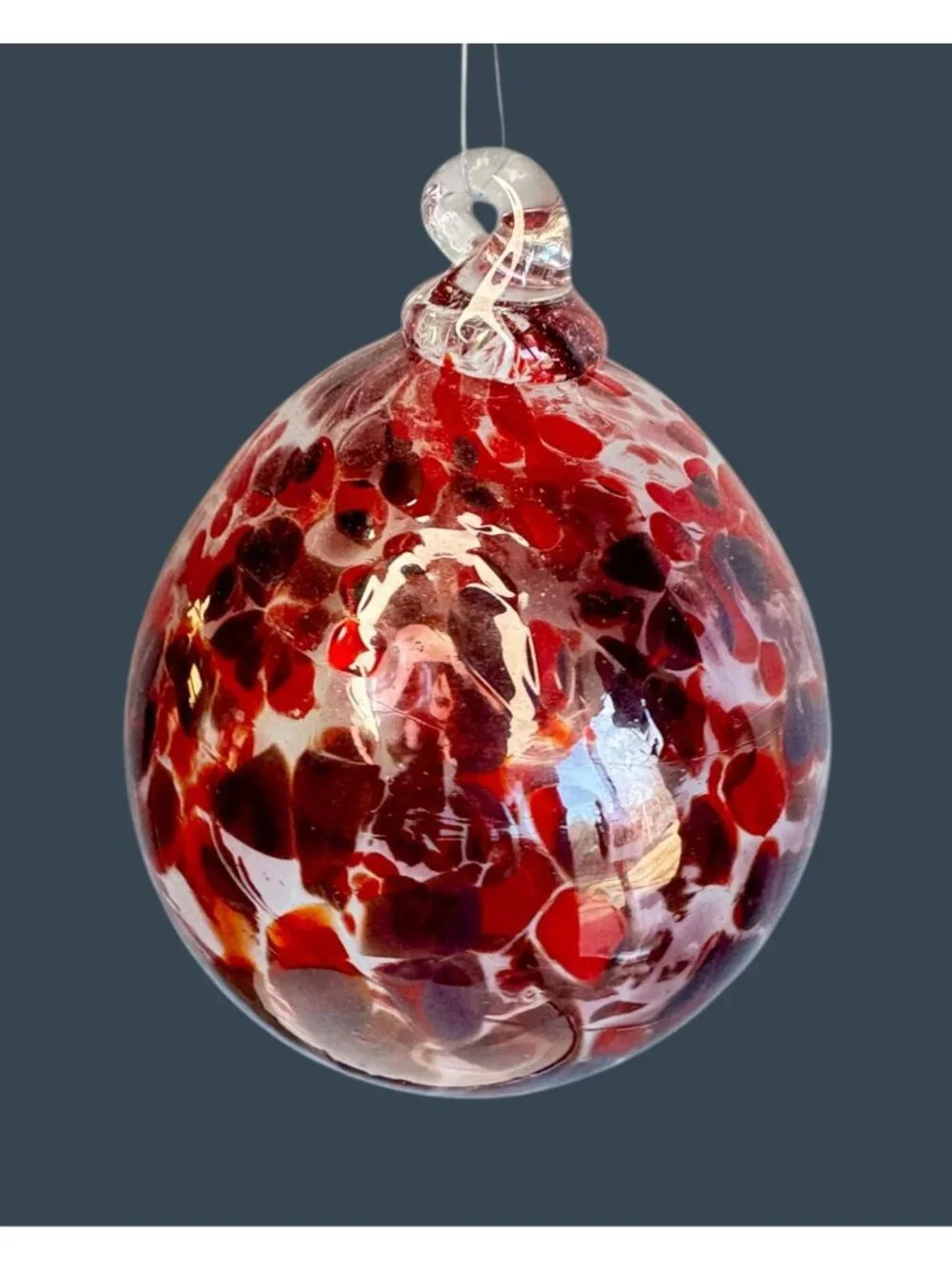 Hand Blown Red Witch Ball Spirit Friendship Ball Art Glass Ornament 4" - Picture 3 of 6